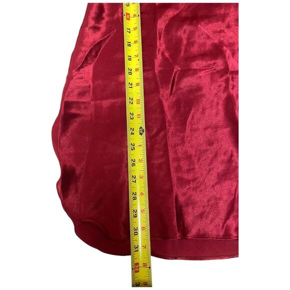 Vtg 90s Josie red mini slip dress satin racerback babydoll floral embroidered M - Picture 8 of 11